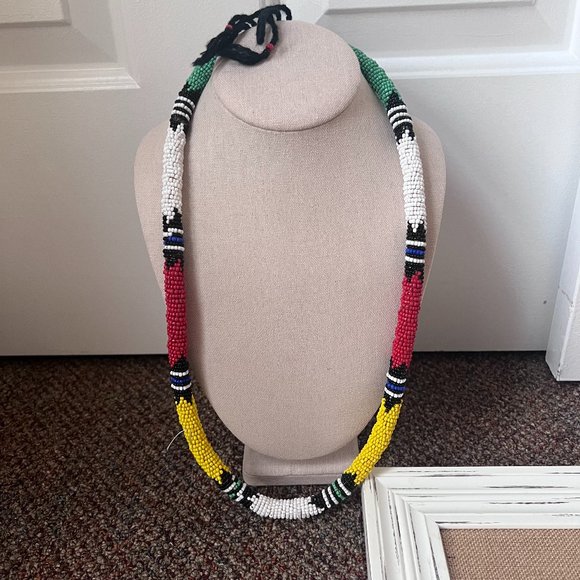 Jewelry Beaded Seed Bead Tube Long Necklace Tie African Colors Poshmark